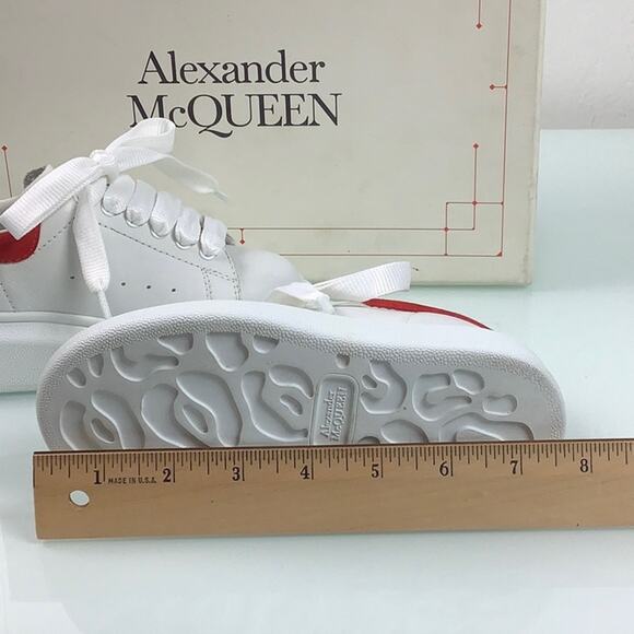Alexander McQueen Molly Kids White Luster Red leather sneakers SZ 26 or 9.5 EUC - Picture 10 of 16